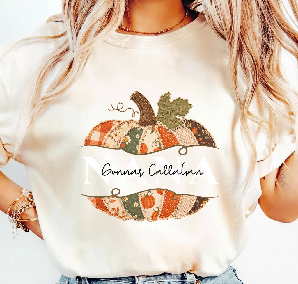 Nana Pumpkin Patchwork Design · Instant PNG printable file - Image 3