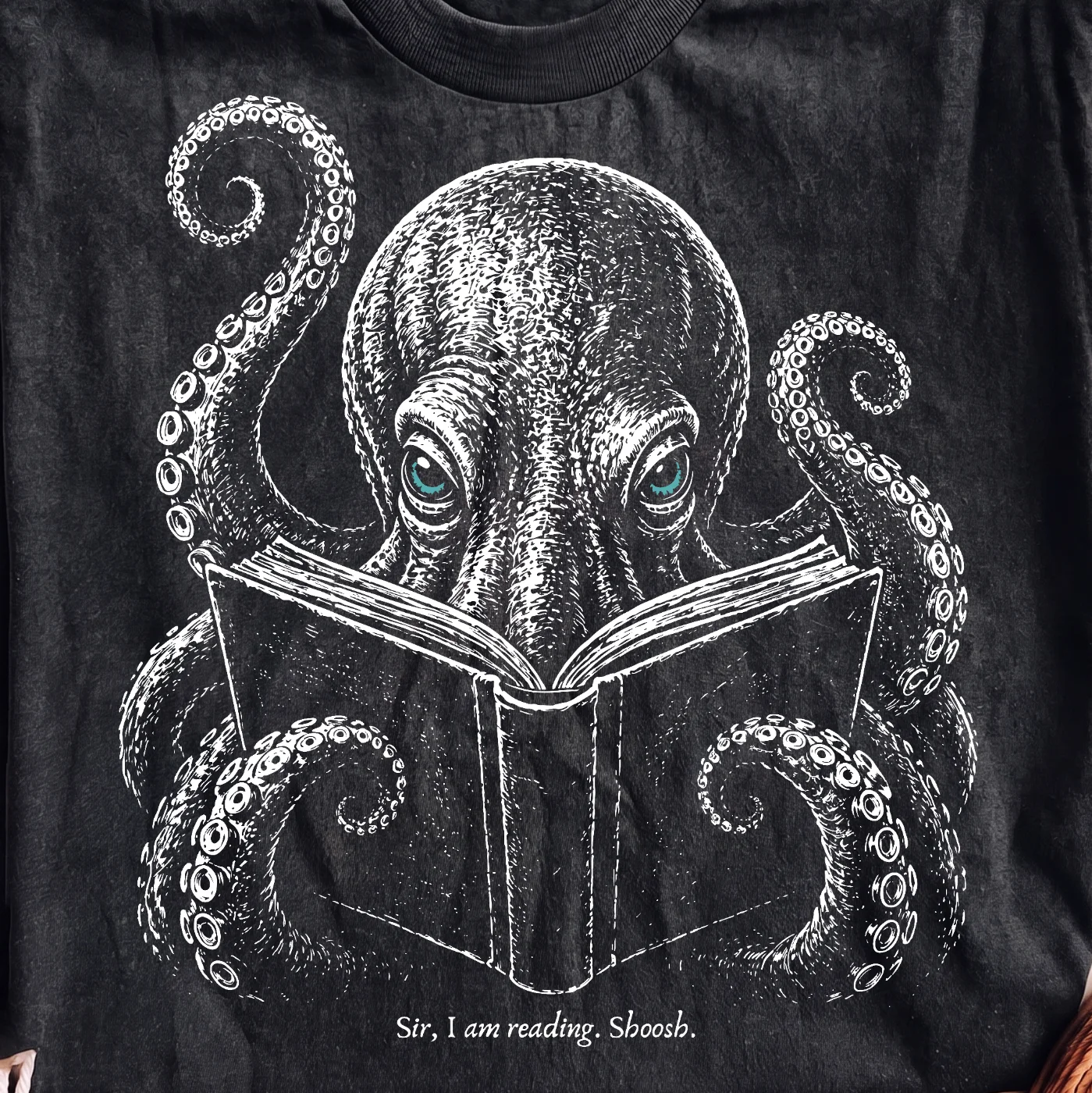 Octopus Reading Book Sir I am reading Shooosh - PNG for printing - Image 2