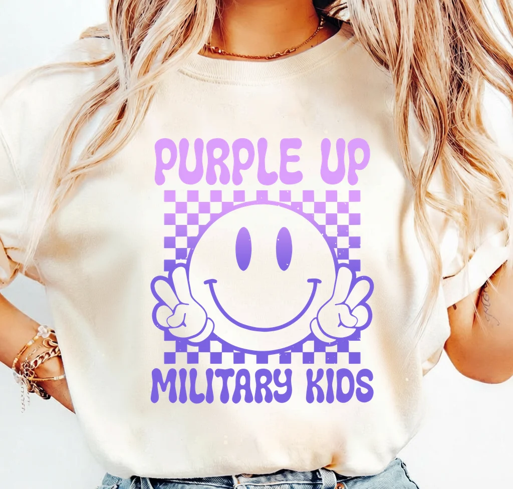 Purple Up Military Kids · Instant PNG printable file - Image 3