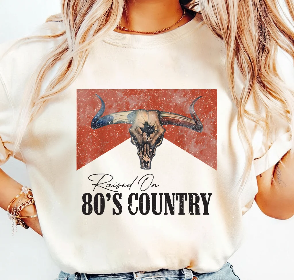 Raised On 80's Country · Instant PNG printable file - Image 3