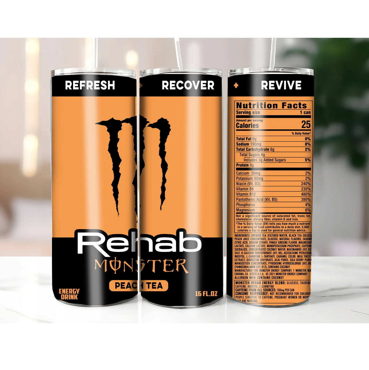 Rehab Monster Peach Tea Energy Drink · Instant JPEG printable file
