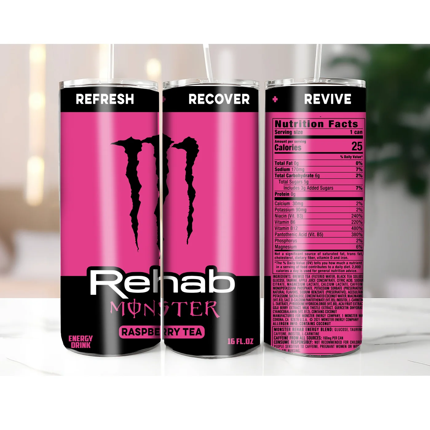 Rehab Monster Raspberry Tea Energy Drink – Digital download JPEG for print