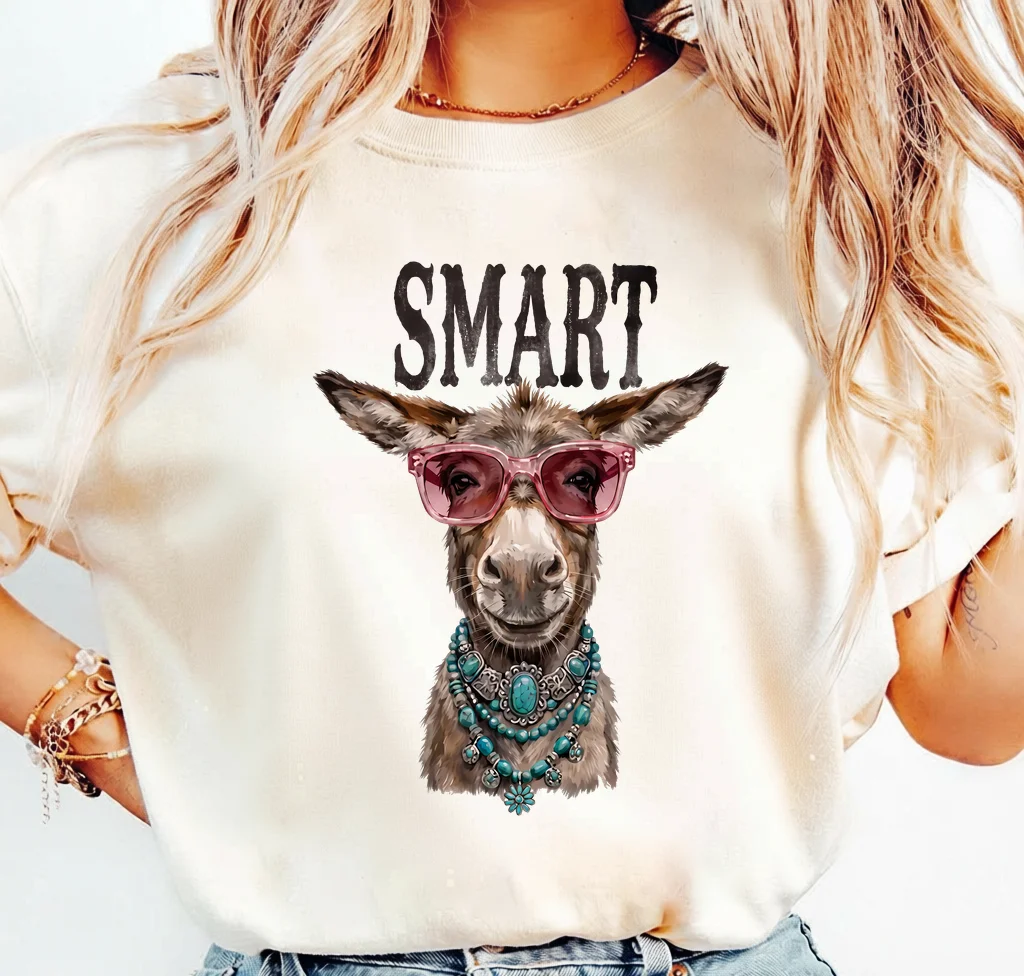 Smart Donkey Wearing Pink Sunglasses and Turquoise Necklace - PNG for printing - Image 3