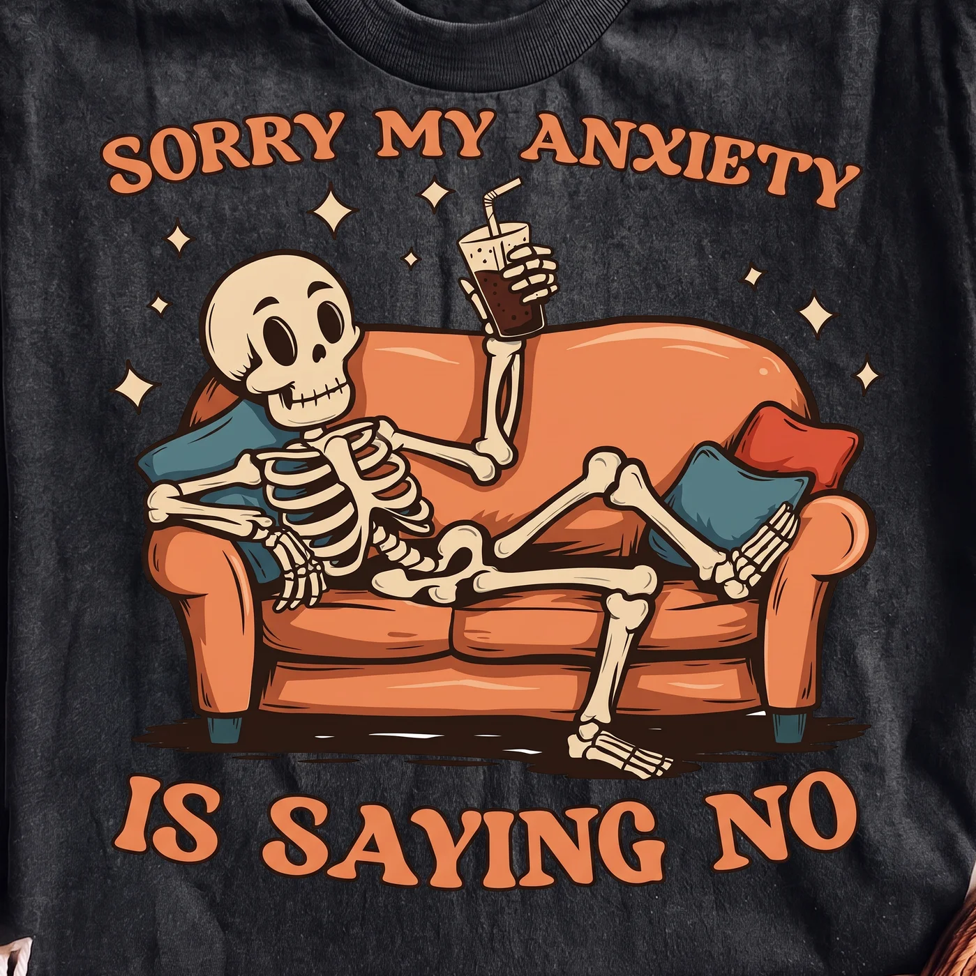Sorry My Anxiety Is Saying No Skeleton Couch – Digital download PNG for print - Image 2