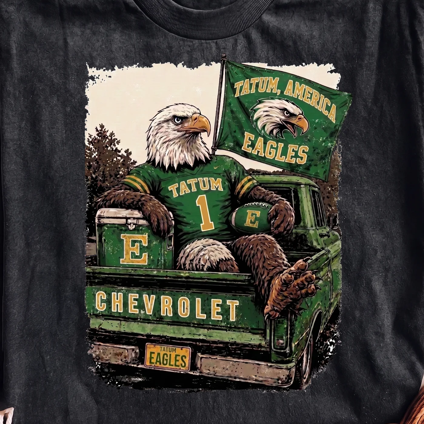 Tatum Eagles Eagle in Green Truck with Flag | Print-ready PNG file - Image 2