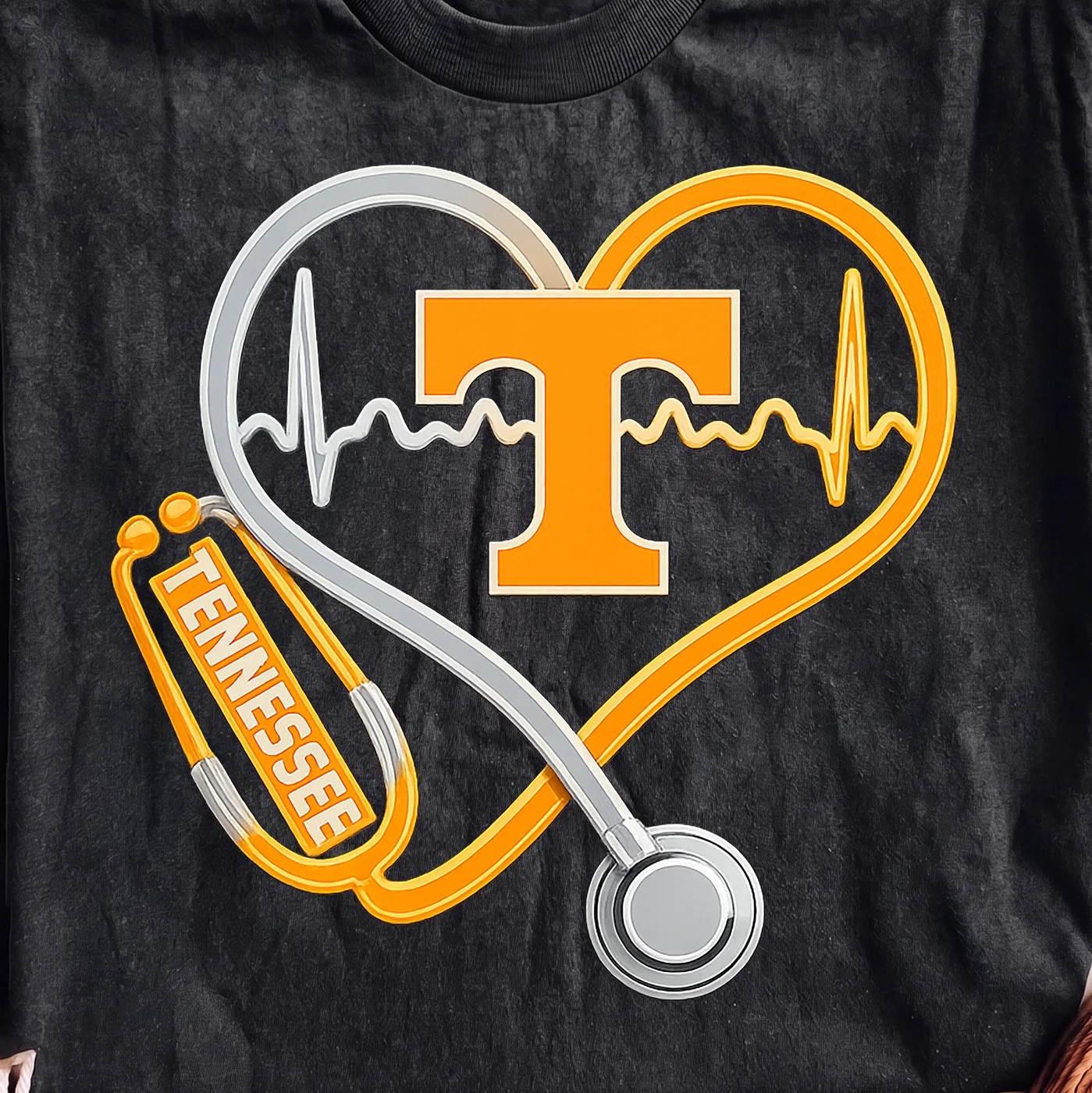 Tennessee Volunteers Heart Stethoscope Design – Digital download PNG for print - Image 2